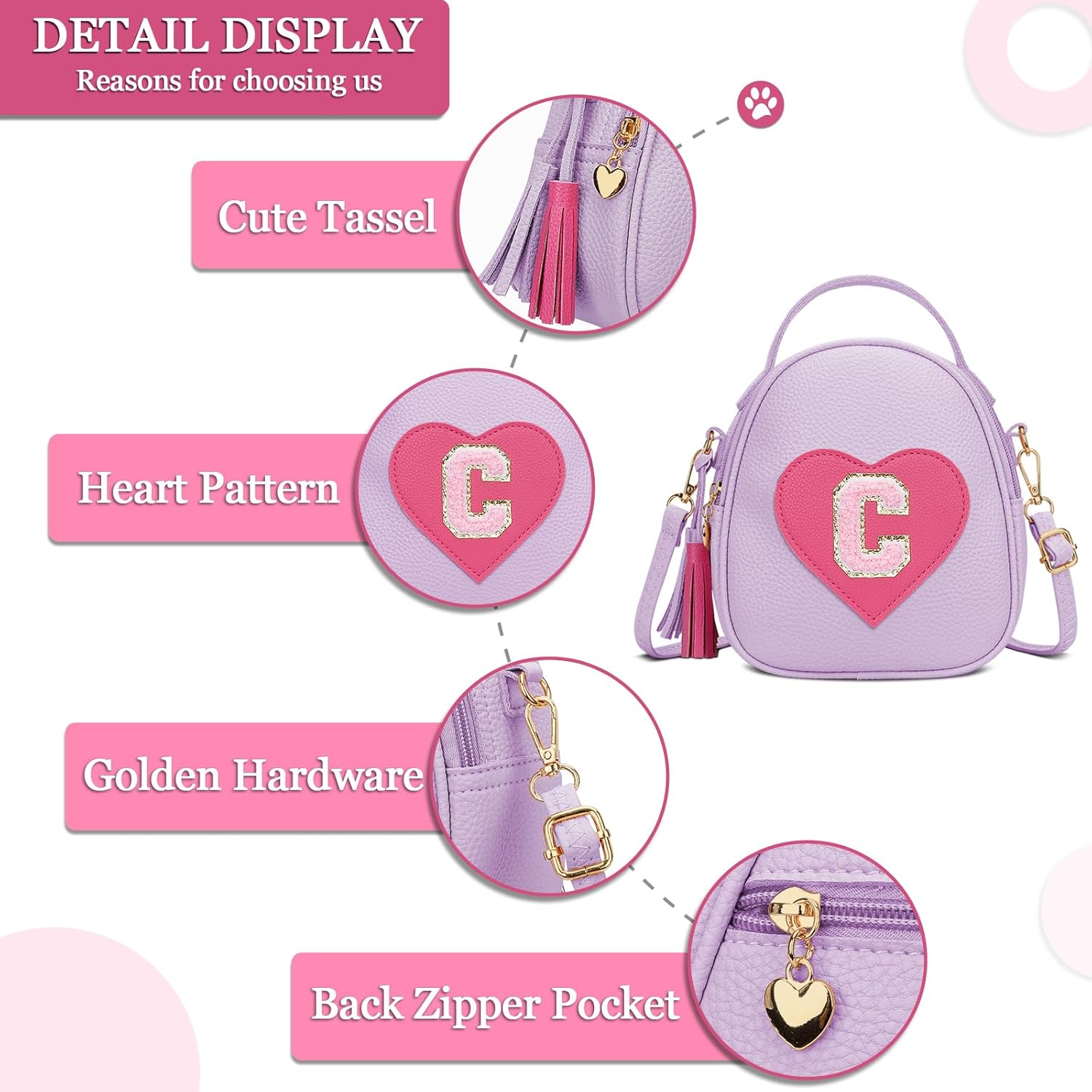 Girls Heart Crossbody Bag (Small)