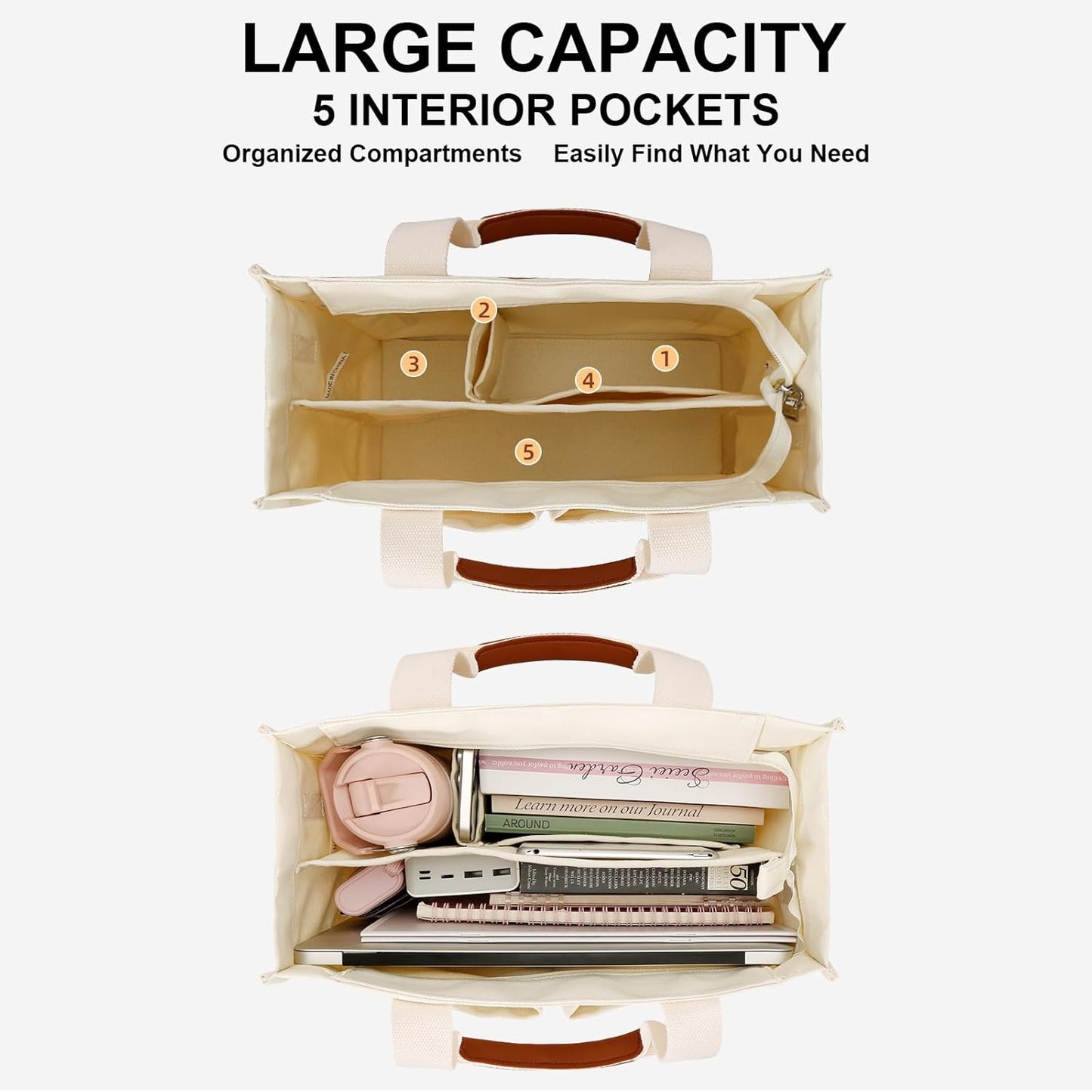 Large Canvas Tote Crossbody Bag