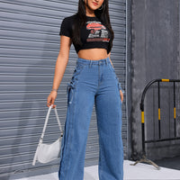 Wide-Leg Streetwear Pants with Lace-Up Tie - Oversized Rayon