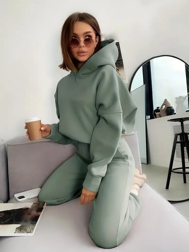 Women's Autumn/Winter New Solid Color Hoodie Set