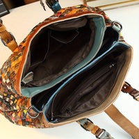 Leather Handbag - Versatile Plaid Tote