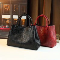 Vintage Rose Embossed Bucket Tote