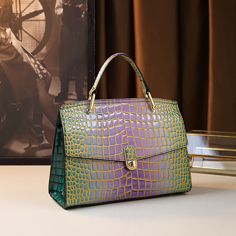 Fashion Yellow Crocodile Pattern Commuter Tote