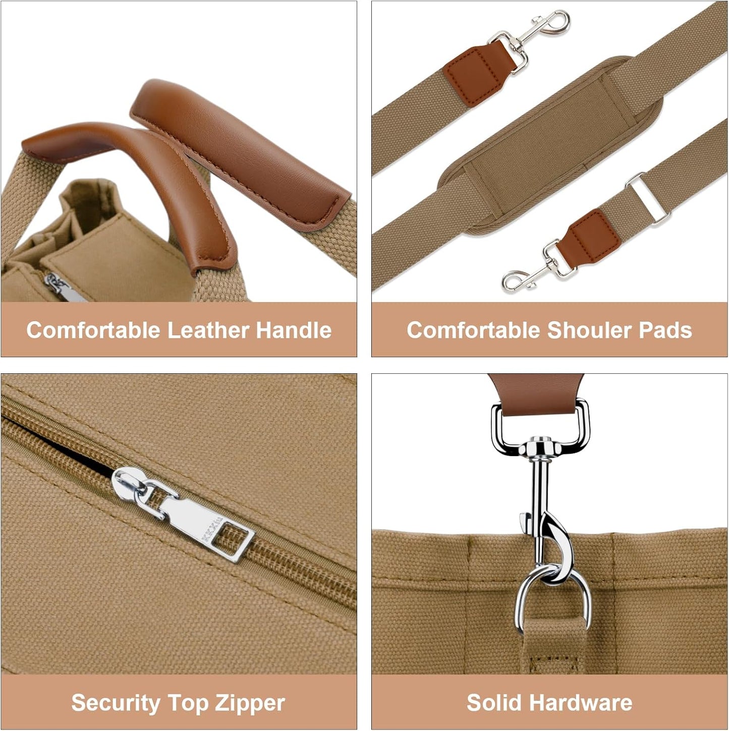 Canvas Crossbody Tote with Pockets