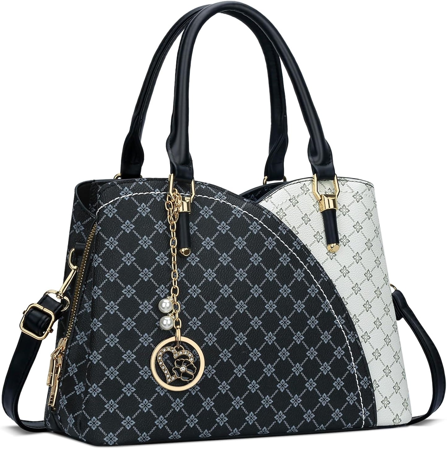 Triple-Compartment Satchel Handbag
