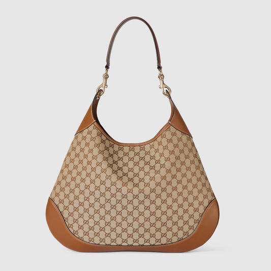 Large Shoulder Bag Beige & Dark Brown GG Canvas
