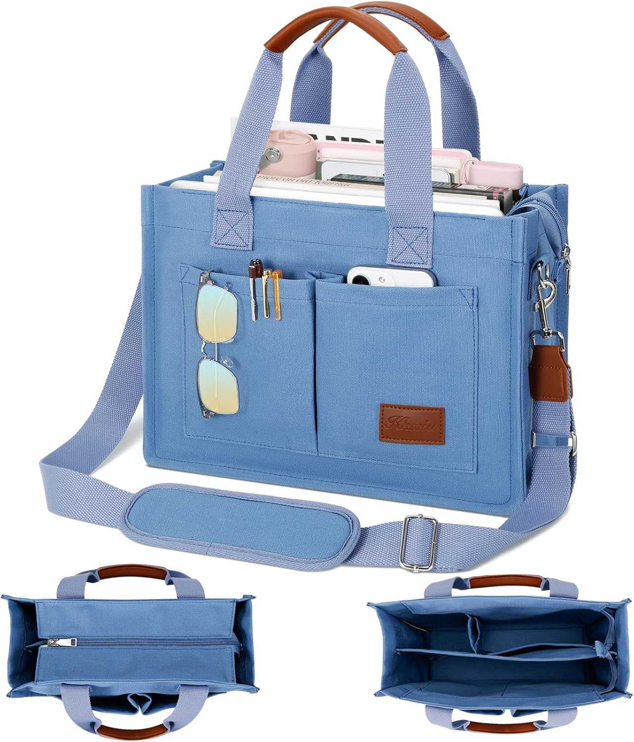 Large Canvas Tote Crossbody Bag