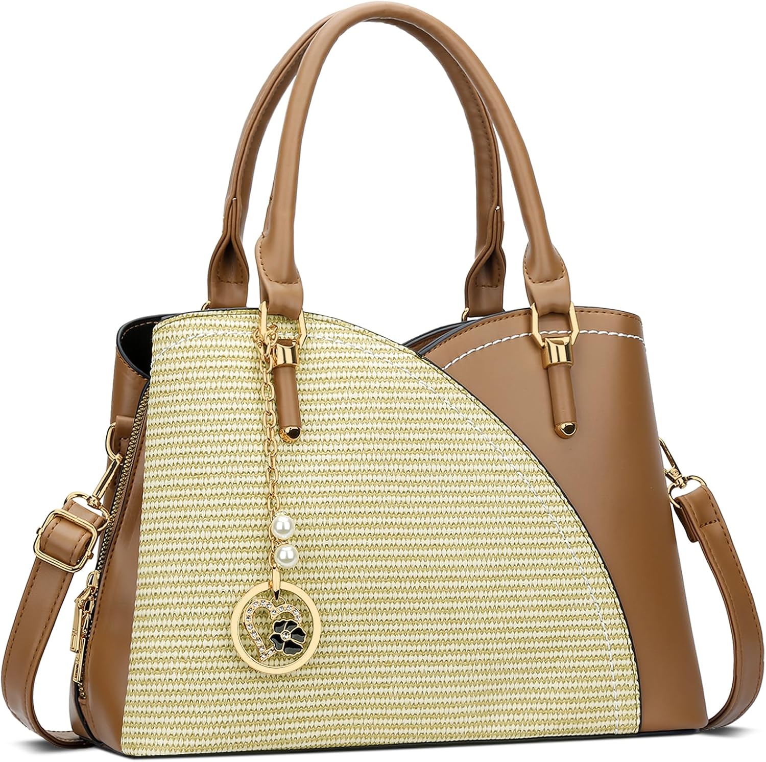 Triple-Compartment Satchel Handbag