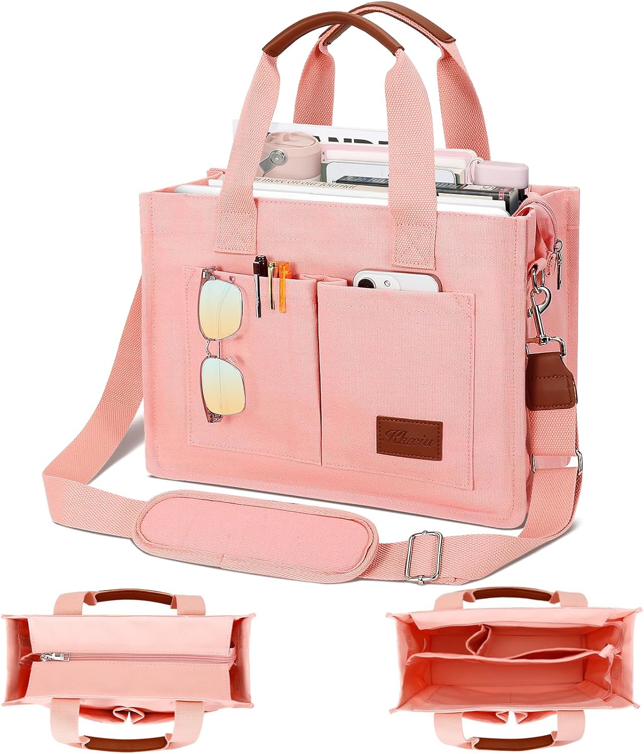 Large Canvas Tote Crossbody Bag