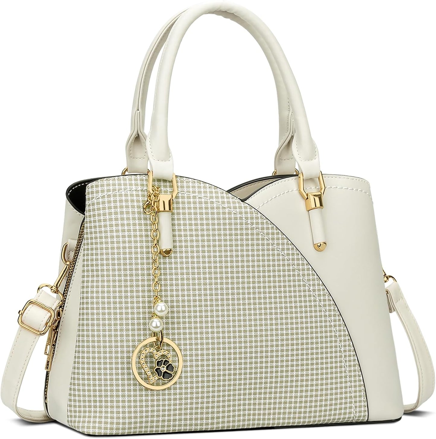 Triple-Compartment Satchel Handbag