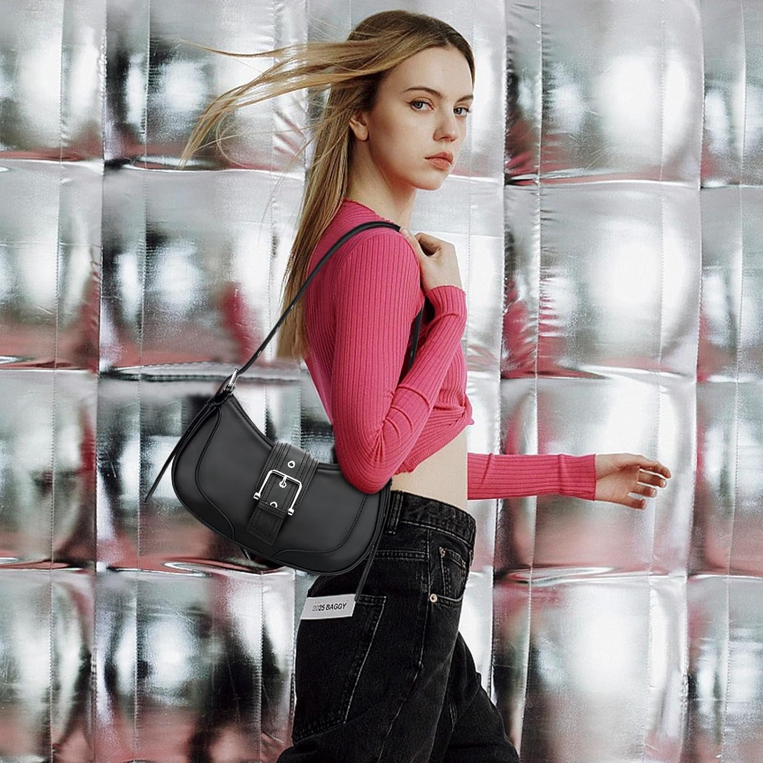 Retro Crescent Hobo Shoulder Bag