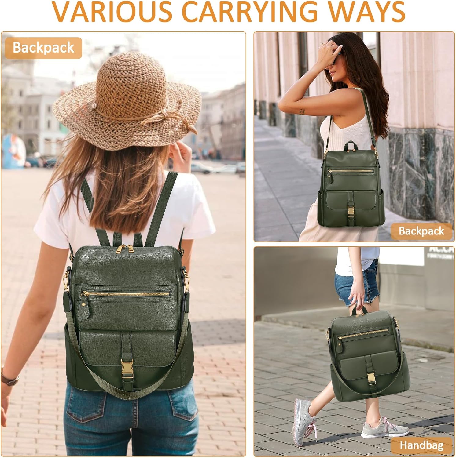 Anti-Theft Leather Backpack (Black)