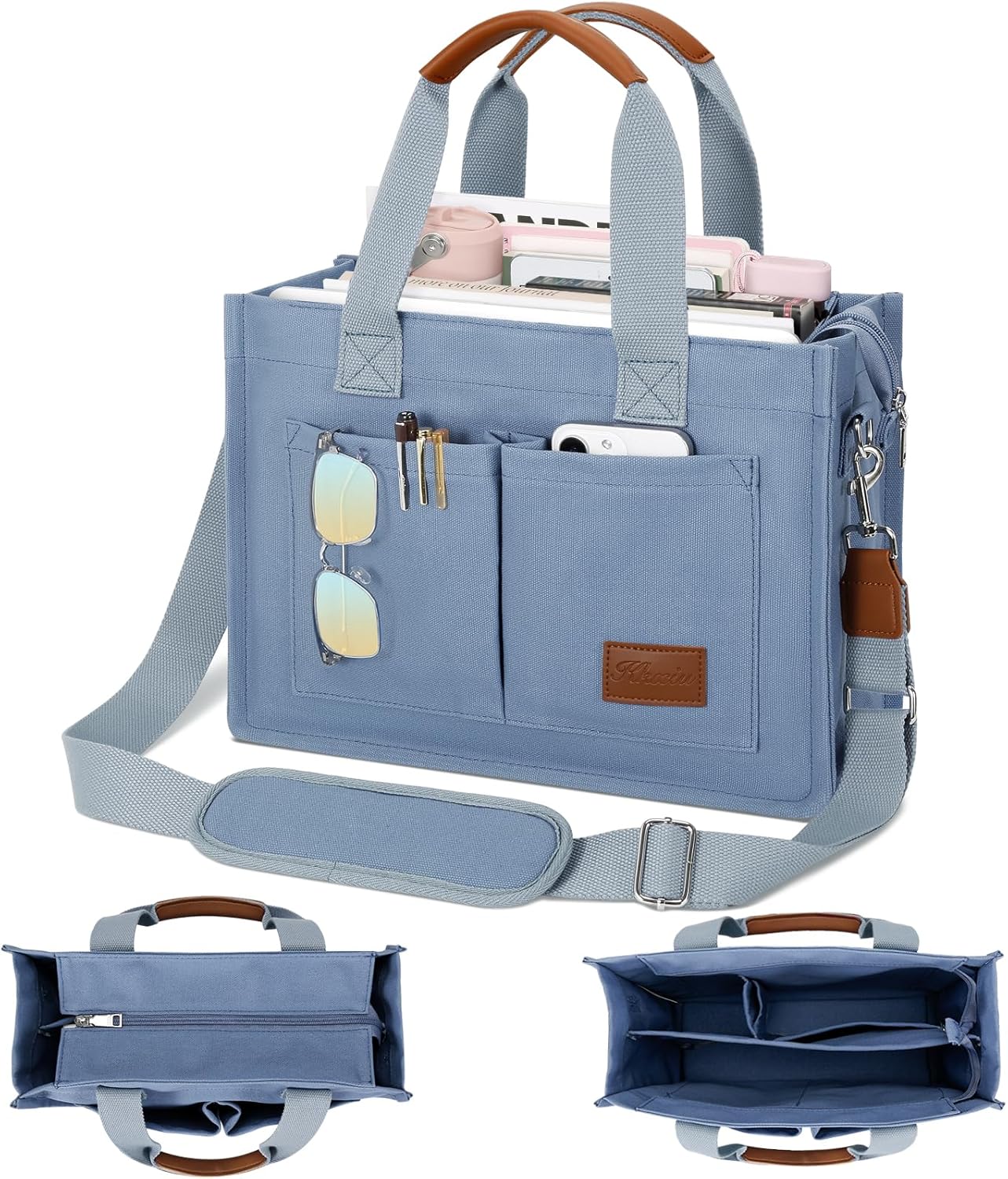 Large Canvas Tote Crossbody Bag