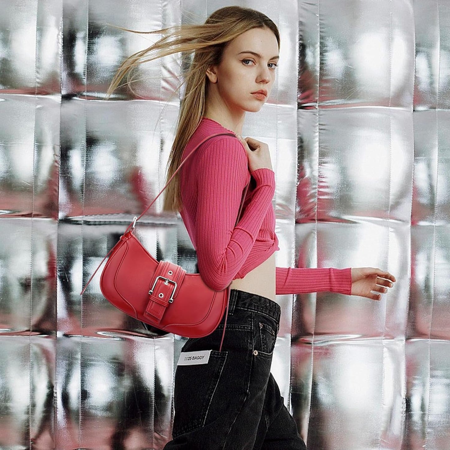 Retro Crescent Hobo Shoulder Bag