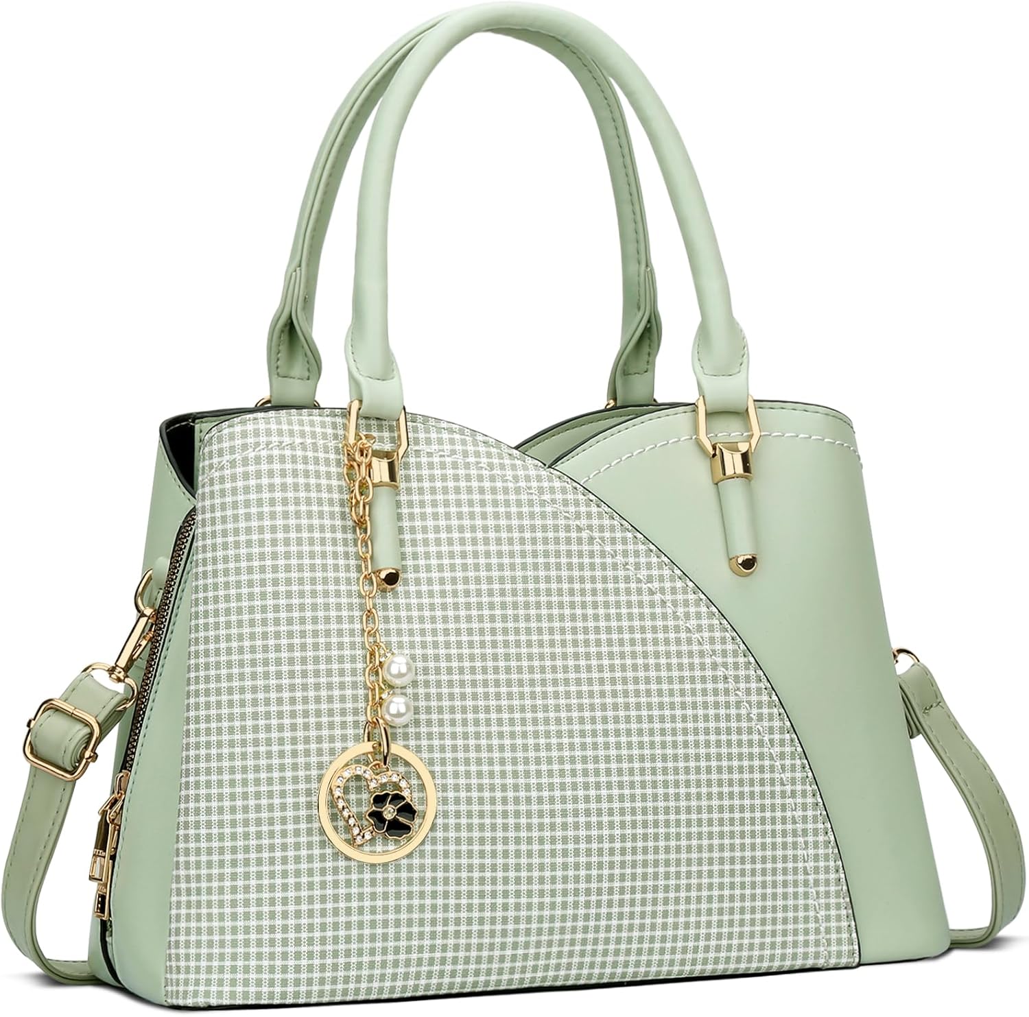 Triple-Compartment Satchel Handbag