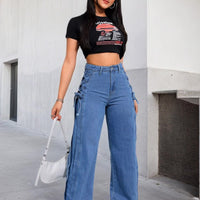 Wide-Leg Streetwear Pants with Lace-Up Tie - Oversized Rayon
