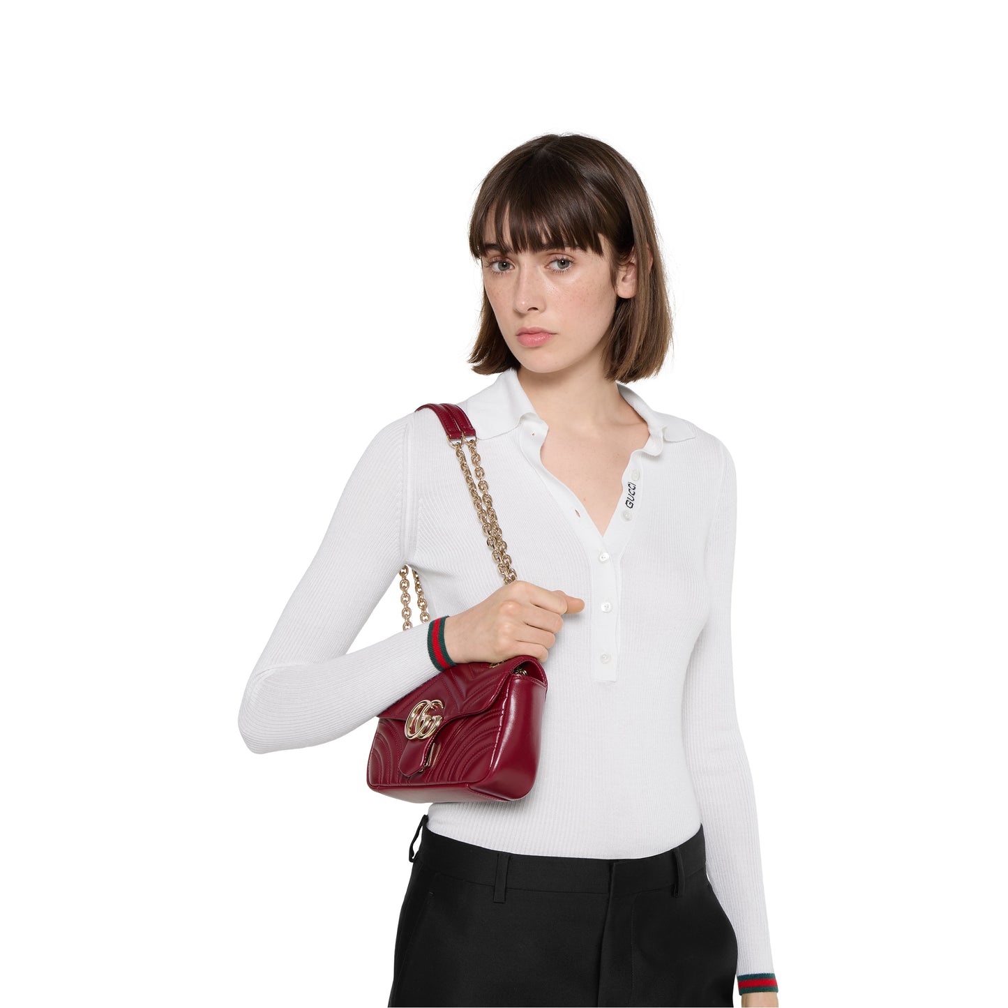GG Marmont Small Shoulder Rosso Ancora Red Leather