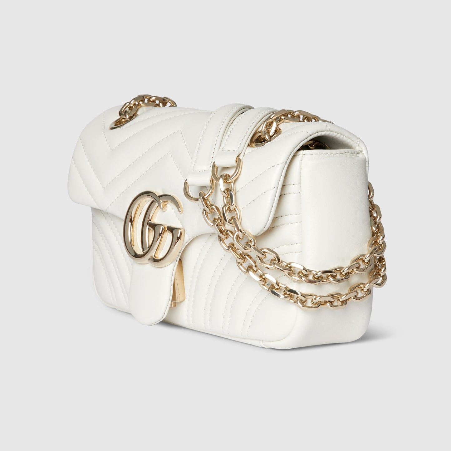 GG Marmont Small Shoulder White Leather