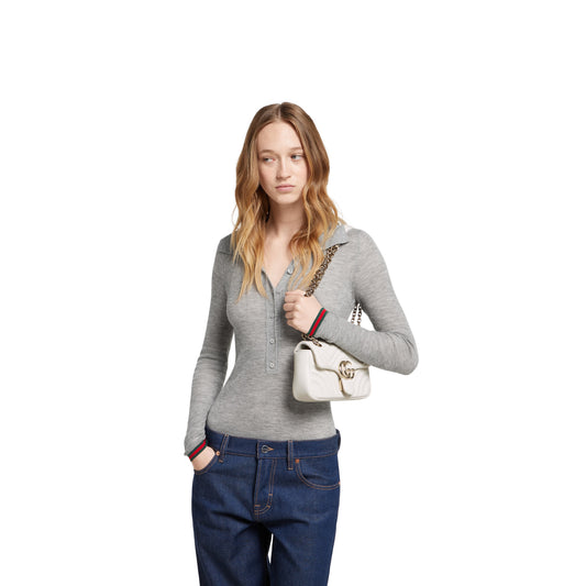 GG Marmont Small Shoulder White Leather