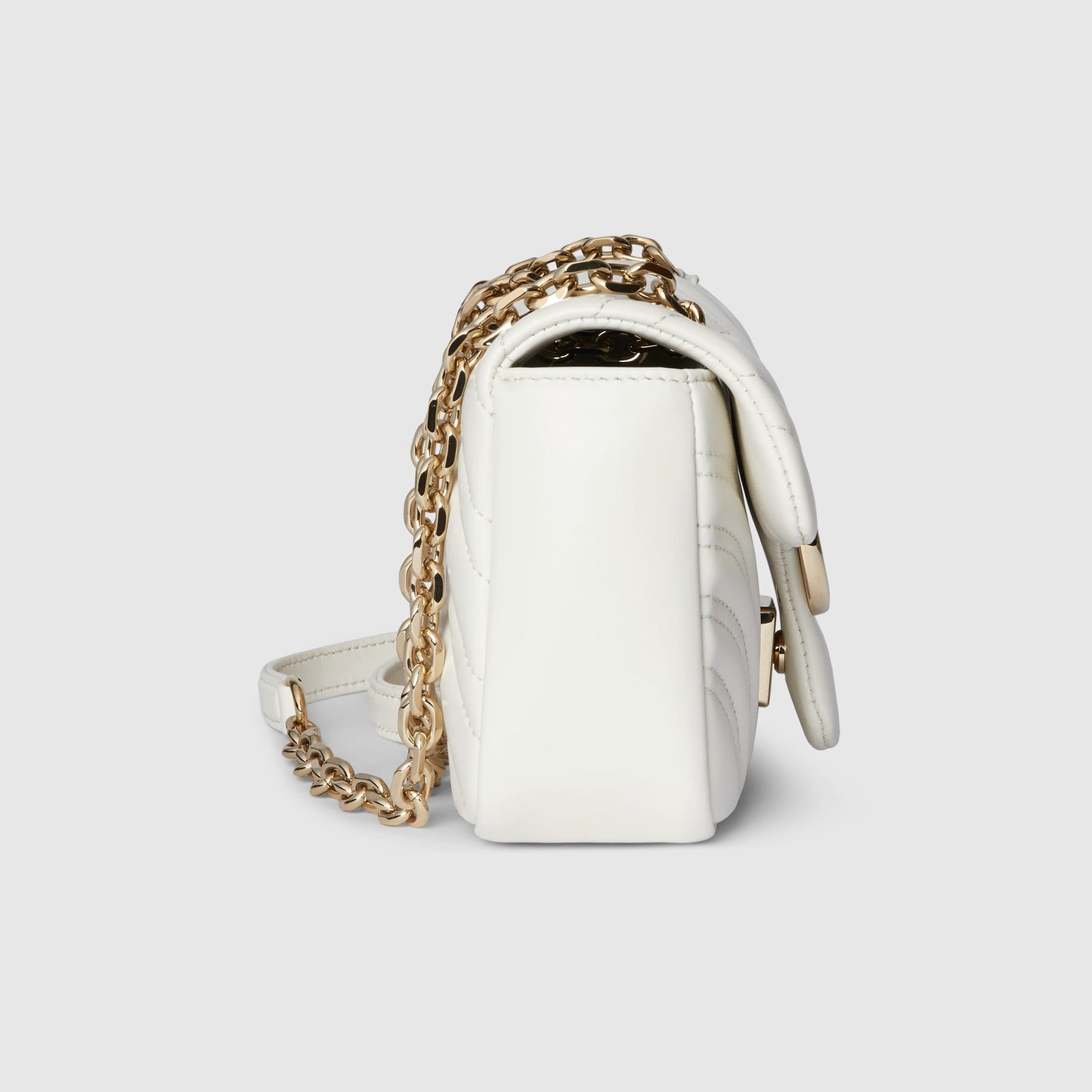 GG Marmont Small Shoulder White Leather