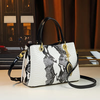 White Animal Print Handbag | Faux Snakeskin & Crocodile Pattern