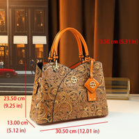 Retro Embossed Floral Handbag in Deep Purple