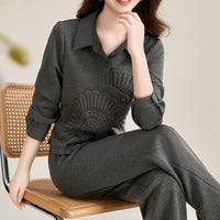 Warm Elegant Straight-Leg Pants Two-Piece Set