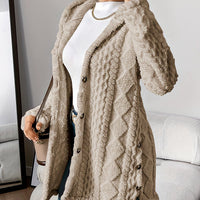 Warm Argyle Jacquard Plush Hooded Cardigan Coat