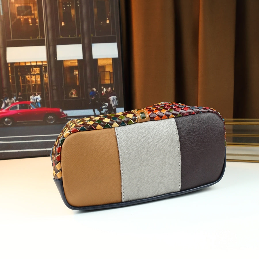 Mindia Leather Woven-Style Tote