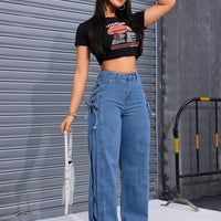 Wide-Leg Streetwear Pants with Lace-Up Tie - Oversized Rayon