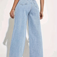 CPUY Mid-Waist Straight Leg Jeans - Cotton Blend Slight Stretch Denim