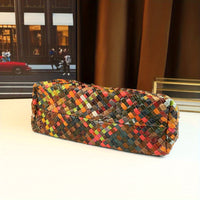 Leather Handbag - Versatile Plaid Tote