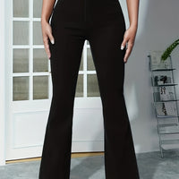 Women's High-Waisted Black Stretchy Flare Jeans
