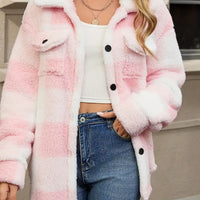 Plush Plaid Winter Coat - High Stretch