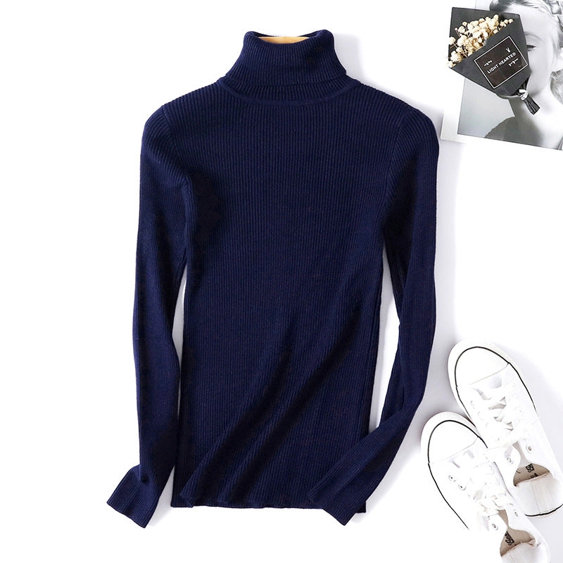 Slim Solid Turtleneck Pullover