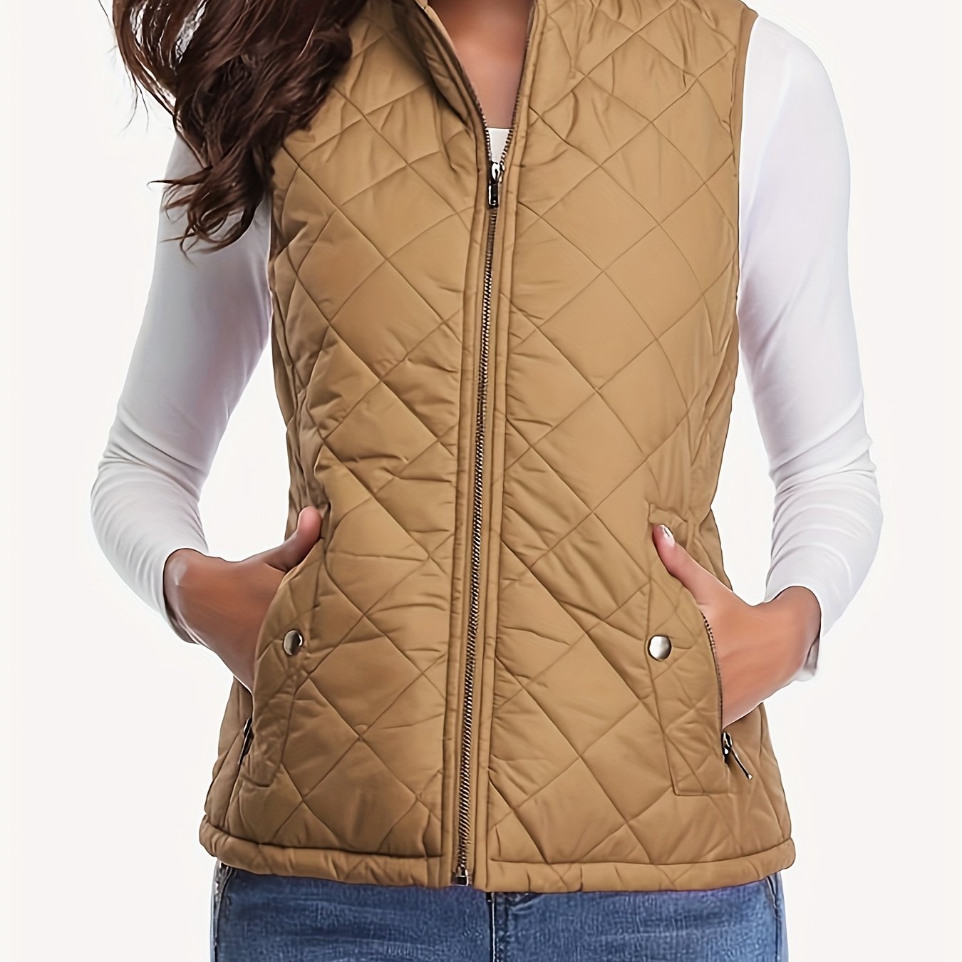 Elegant Lightweight Quilted Stand-Collar Vest