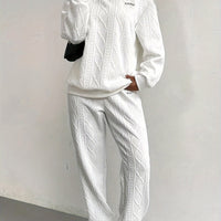 Textured Fabric Long Sleeve Sweatshirt & Pants Set