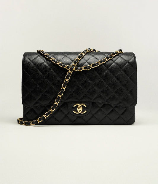 Maxi Classic Handbag Grained Calfskin & Gold-Tone Metal