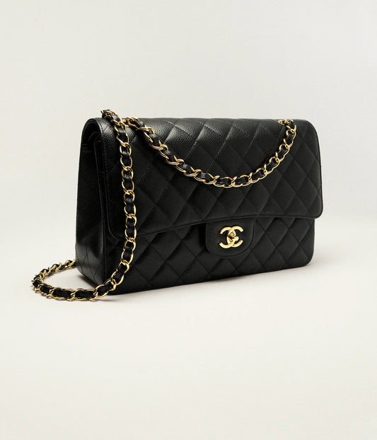 Large Classic Handbag Grained Calfskin & Gold-Tone Metal
