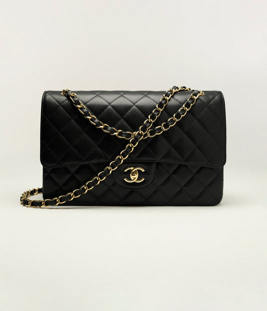 Large Classic Handbag Grained Calfskin & Gold-Tone Metal