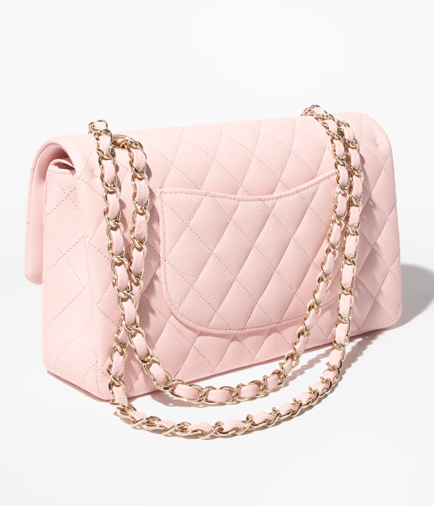 Classic 11.12 Handbag Grained Shiny Calfskin & Gold-Tone Metal Light Pink