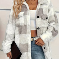 Plush Plaid Winter Coat - High Stretch
