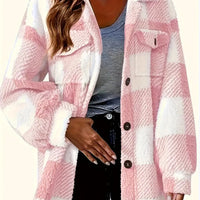 Plush Plaid Winter Coat - High Stretch