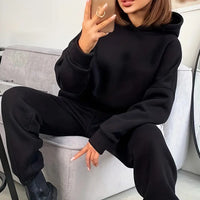 Women's Autumn/Winter New Solid Color Hoodie Set