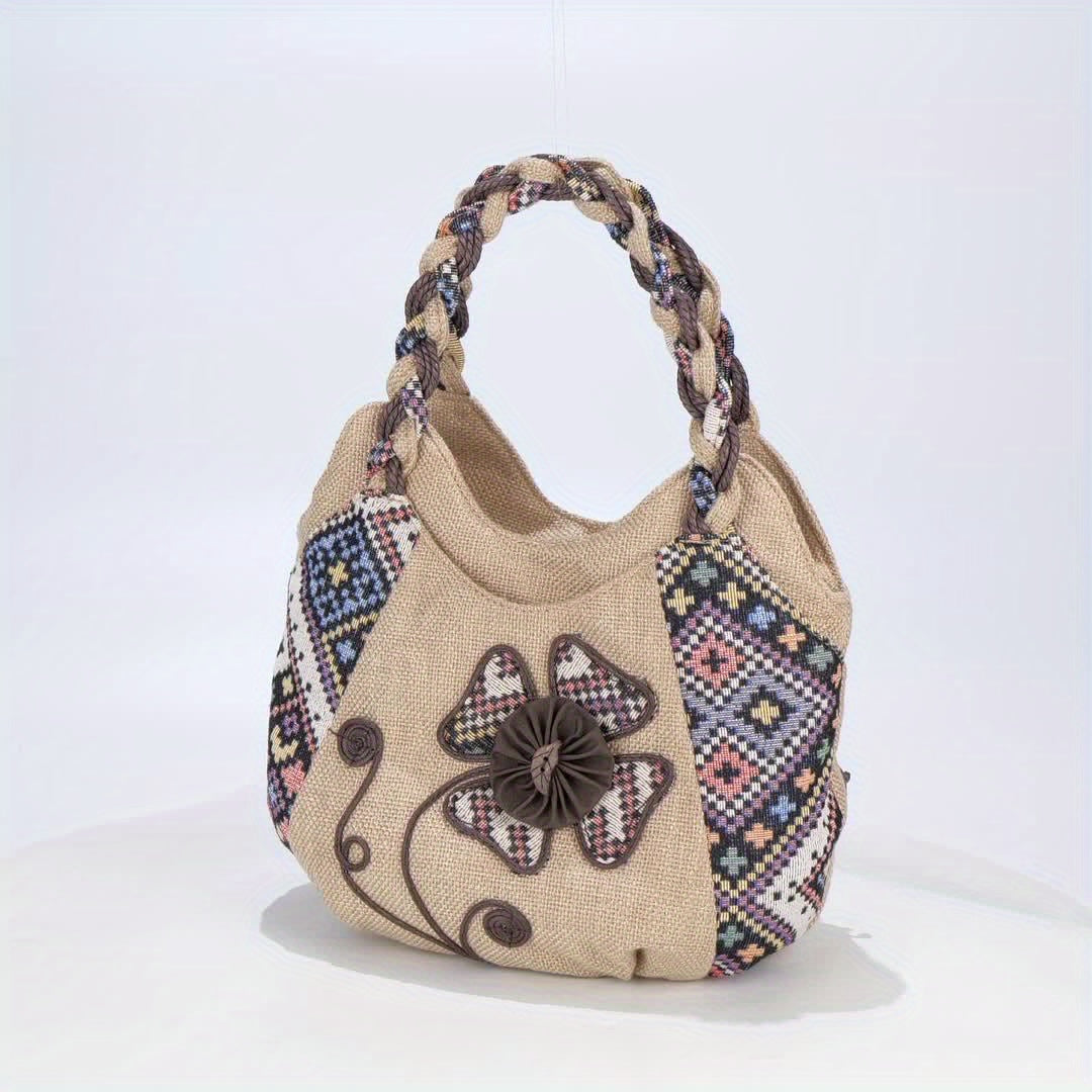 Vintage Embroidered Floral Hobo Bag
