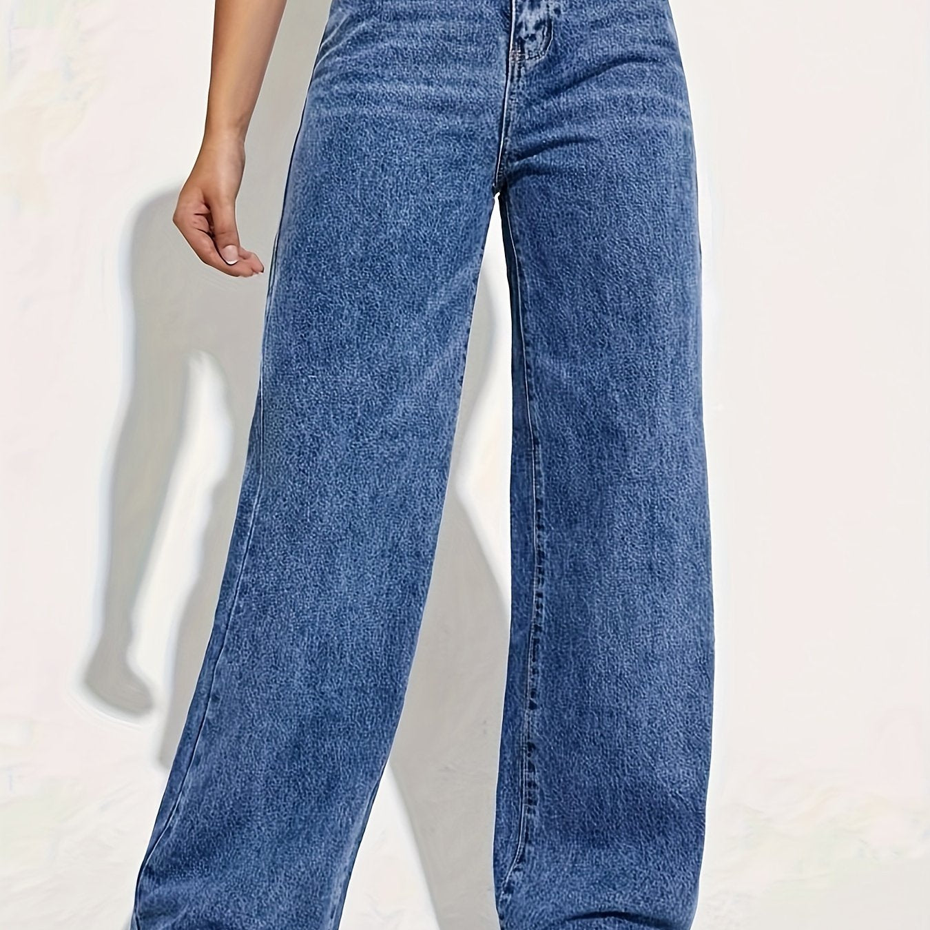 CPUY Mid-Waist Straight Leg Jeans - Cotton Blend Slight Stretch Denim