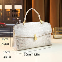 Crocodile-Embossed - Himalayan White Retro Convertible Tote