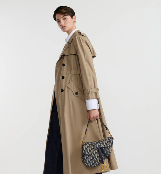 Saddle Bag with Strap Blue Oblique Jacquard