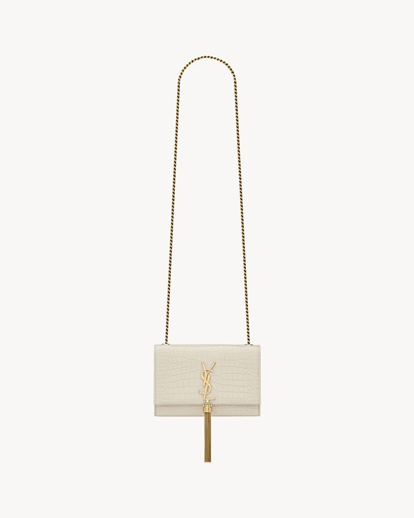 BLANC VINTAGE KATE SMALL TASSEL IN CROCODILE-EMBOSSED LEATHER