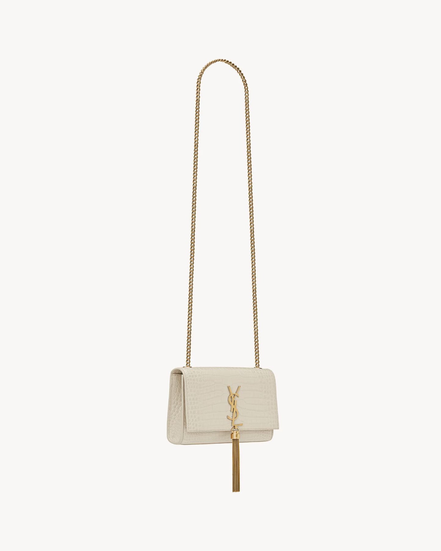 BLANC VINTAGE KATE SMALL TASSEL IN CROCODILE-EMBOSSED LEATHER